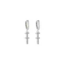 CZ Nuts and Bolts Titanium Dangle Huggie Hoop Earrings - 18 Gauge at Spencer's