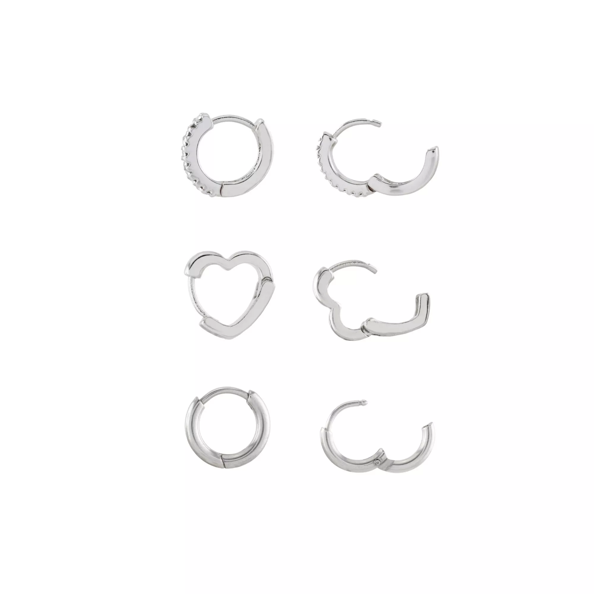 Multi-Pack CZ Heart Titanium Huggie Hoop Earrings 3 Pair - 18 Gauge at Spencer's