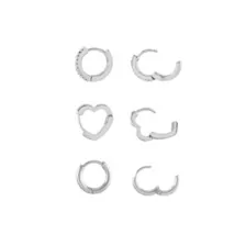 Multi-Pack CZ Heart Titanium Huggie Hoop Earrings 3 Pair - 18 Gauge at Spencer's