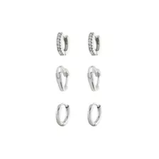 Multi-Pack CZ Heart Titanium Huggie Hoop Earrings 3 Pair - 18 Gauge at Spencer's