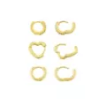 Multi-Pack Clear CZ Heart and Round Gold-Tone Titanium Huggie Hoops 3 Pair - 18 Gauge at Spencer's