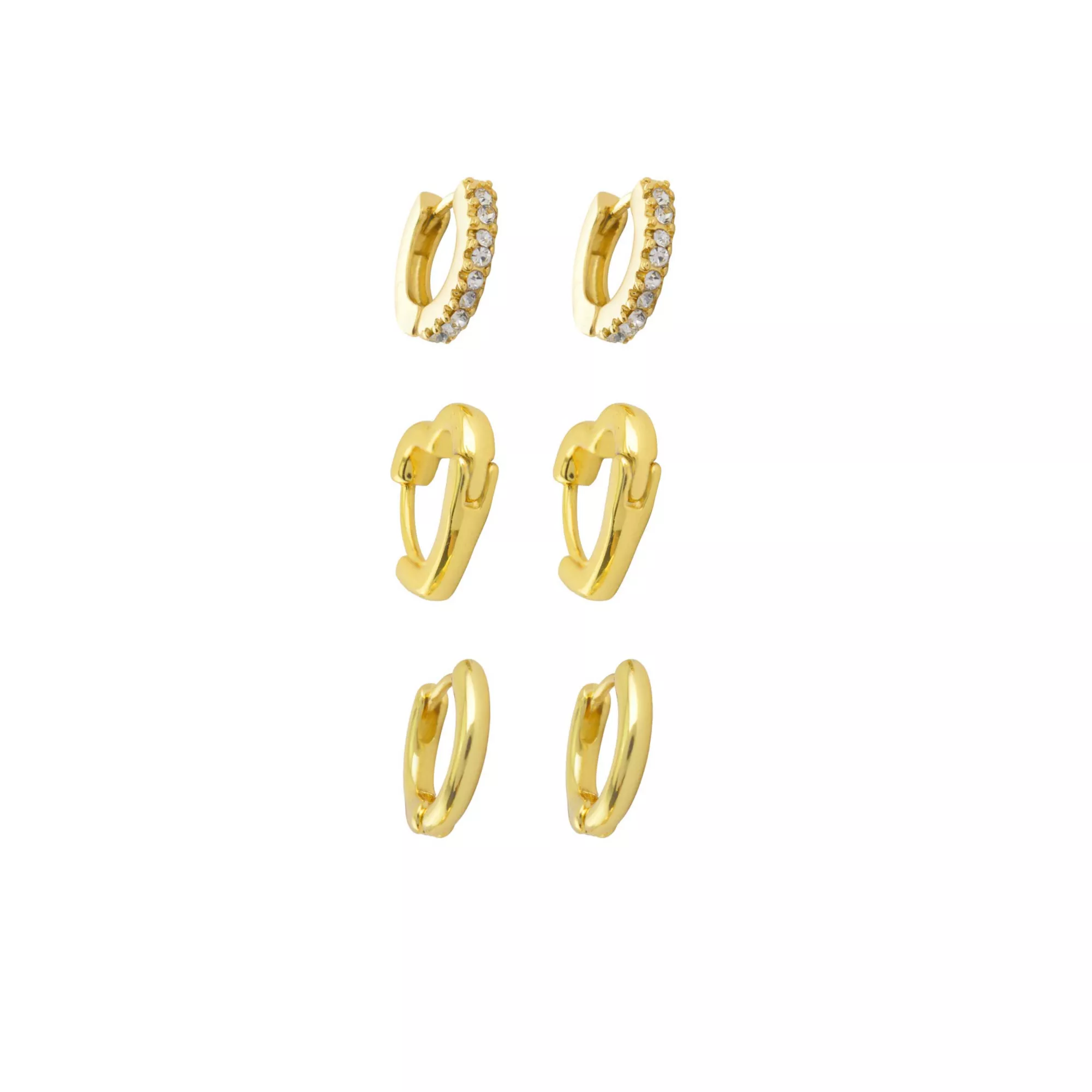 Multi-Pack Clear CZ Heart and Round Gold-Tone Titanium Huggie Hoops 3 Pair - 18 Gauge at Spencer's