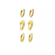 Multi-Pack Clear CZ Heart and Round Gold-Tone Titanium Huggie Hoops 3 Pair - 18 Gauge at Spencer's