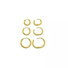 Multi-Pack Thick 6-10mm 14K Gold-Plated Huggie Hoops 3 Pair - 18 Gauge at Spencer's