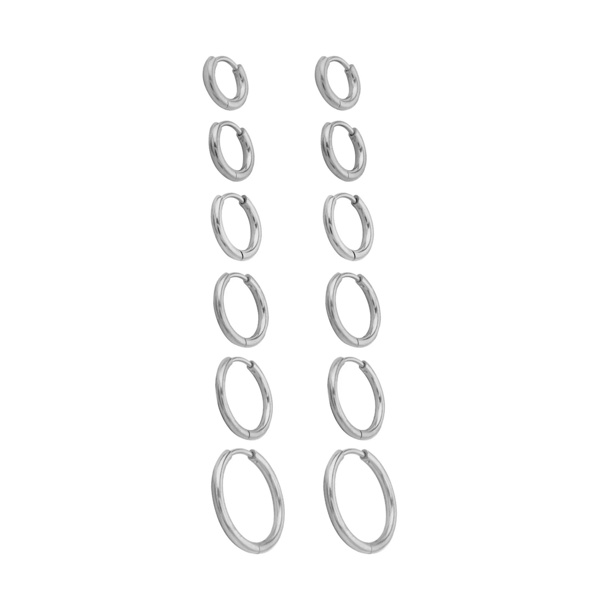 Multi-Pack 6-16mm Silver-Tone Titanium Huggie Hoops 6 Pair - 18 Gauge at Spencer's