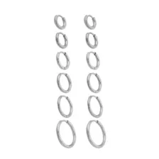Multi-Pack 6-16mm Silver-Tone Titanium Huggie Hoops 6 Pair - 18 Gauge at Spencer's