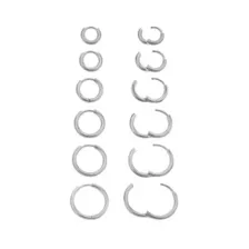 Multi-Pack 6-16mm Silver-Tone Titanium Huggie Hoops 6 Pair - 18 Gauge at Spencer's