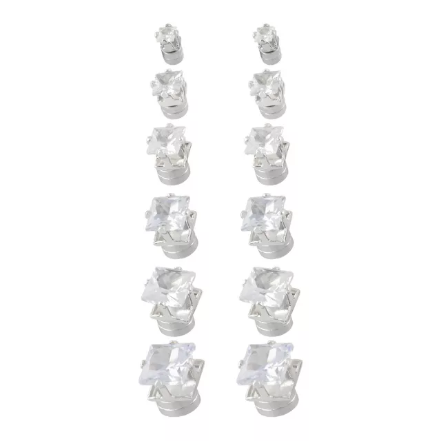 Multi-Pack Square CZ Magnetic Fake Stud Earrings - 6 Pair at Spencer's