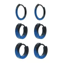 Multi-Pack Blue and Black Ombre Huggie Hoop Earrings 3 Pack - 18 Gauge at Spencer's