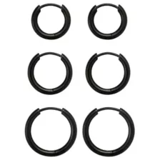 Multi-Pack Black Titanium Hoop Earrings 3 Pair - 20 Gauge at Spencer's