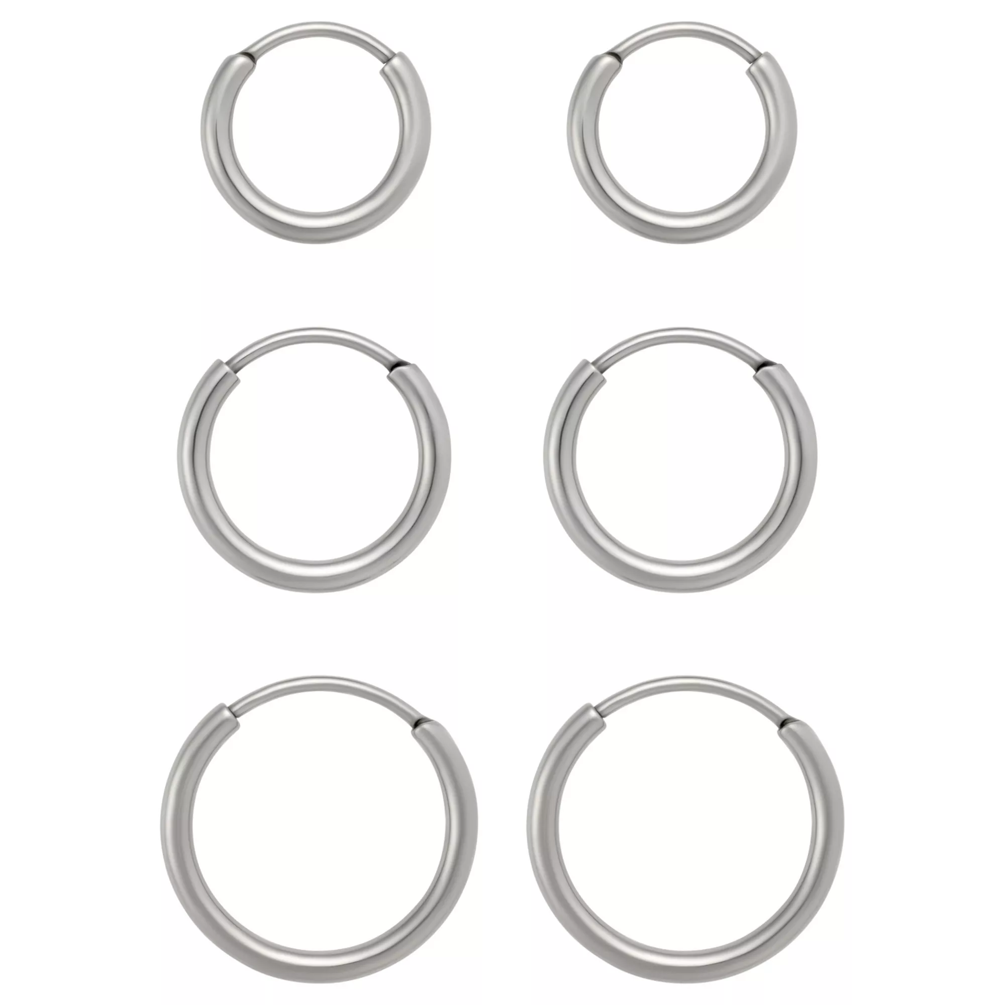 Multi-Pack Silver-Plated Titanium Hoop Earrings 3 Pair - 20 Gauge at Spencer's