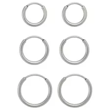 Multi-Pack Silver-Plated Titanium Hoop Earrings 3 Pair - 20 Gauge at Spencer's