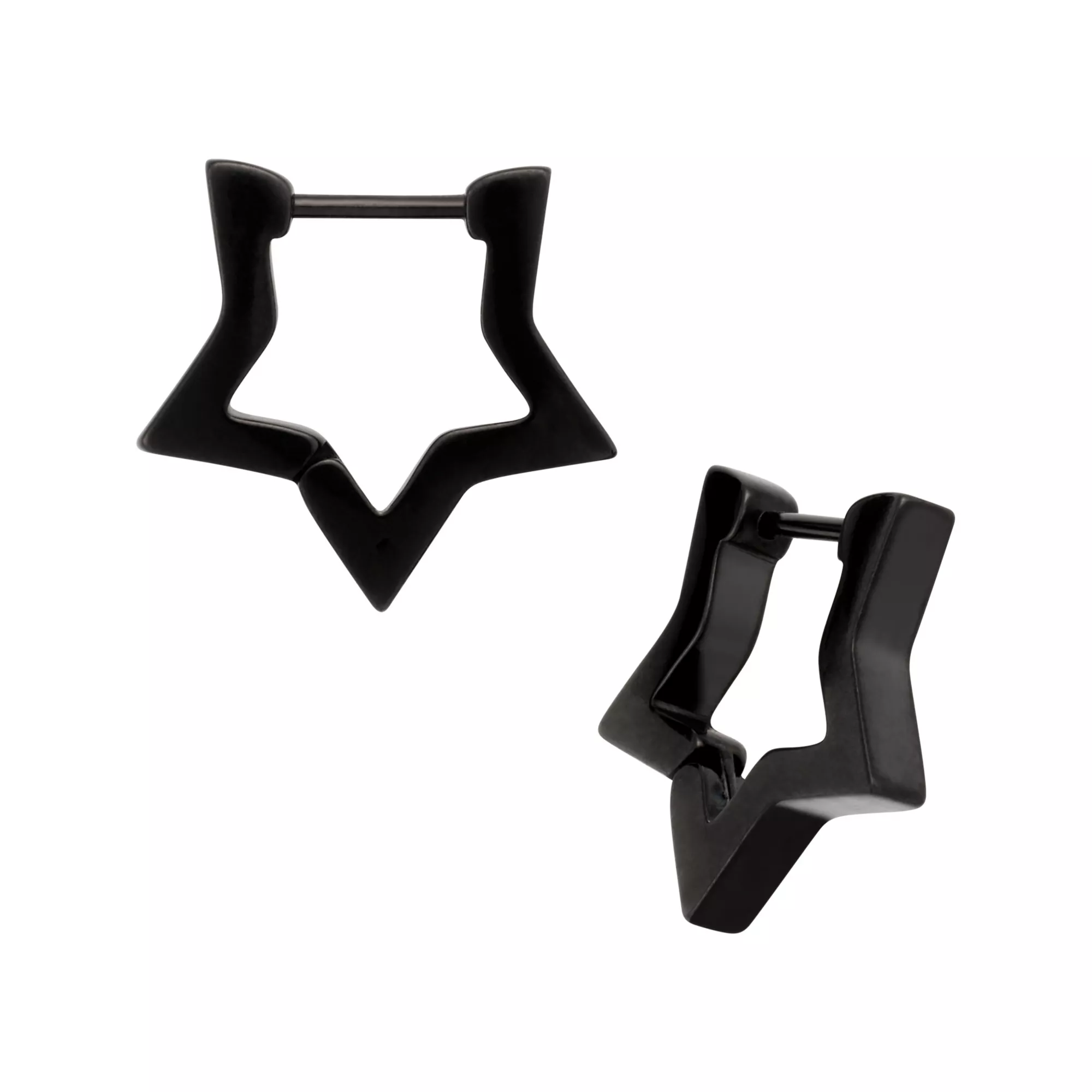 Black Star Huggie Hoop Earrings - 18 Gauge