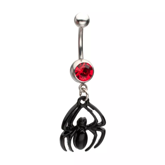 Red CZ Spider-Man Dangle Belly Ring 14 Gauge - Marvel at Spencer's
