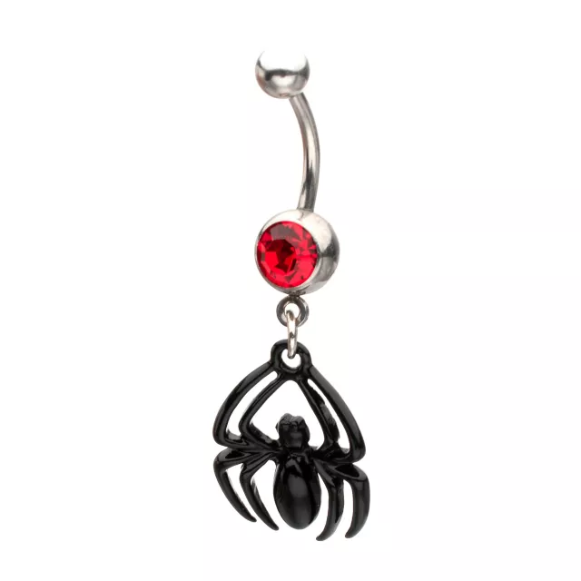 Red CZ Spider-Man Dangle Belly Ring 14 Gauge - Marvel at Spencer's