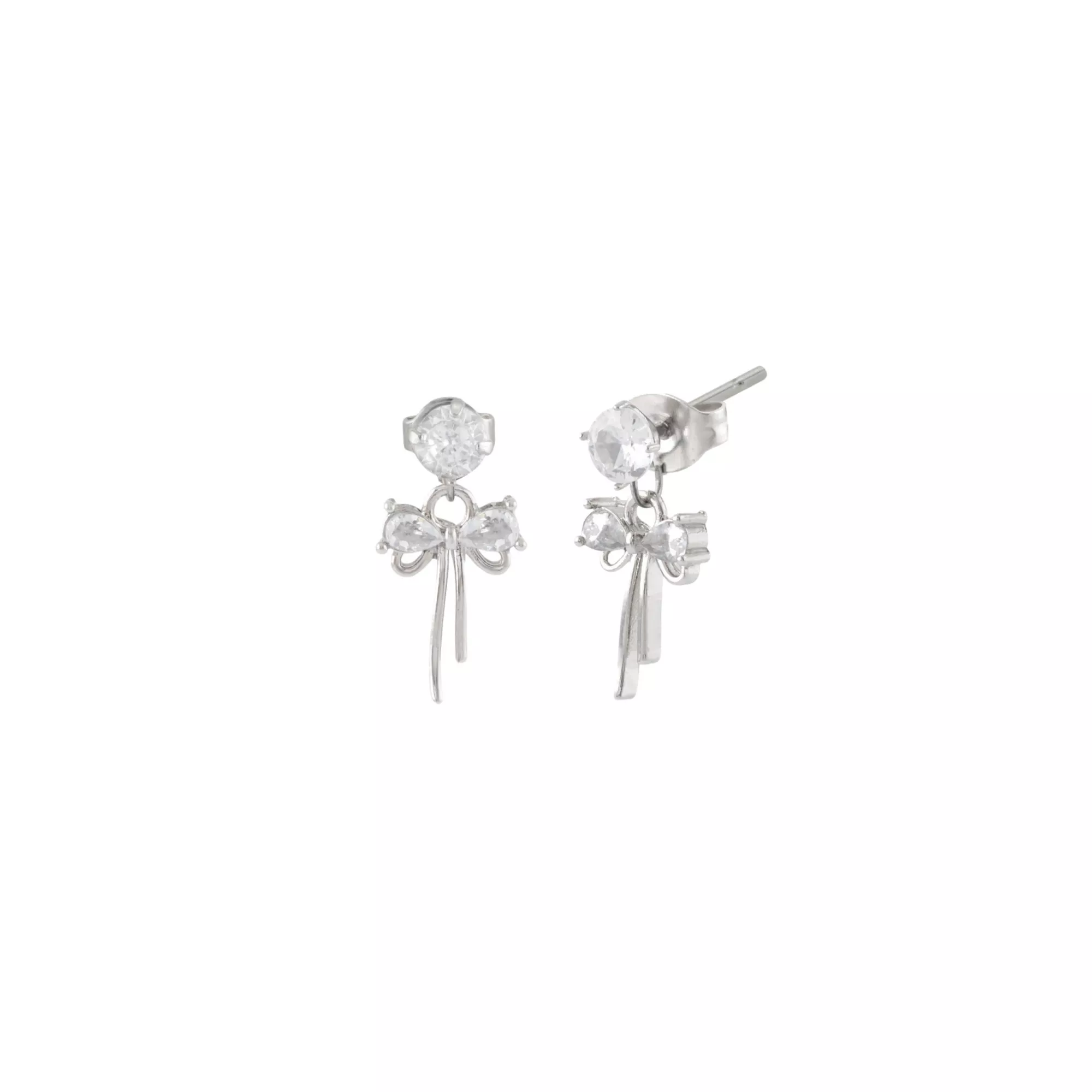 CZ Bow Titanium Dangle Stud Earrings - 20 Gauge at Spencer's