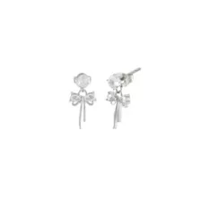 CZ Bow Titanium Dangle Stud Earrings - 20 Gauge at Spencer's