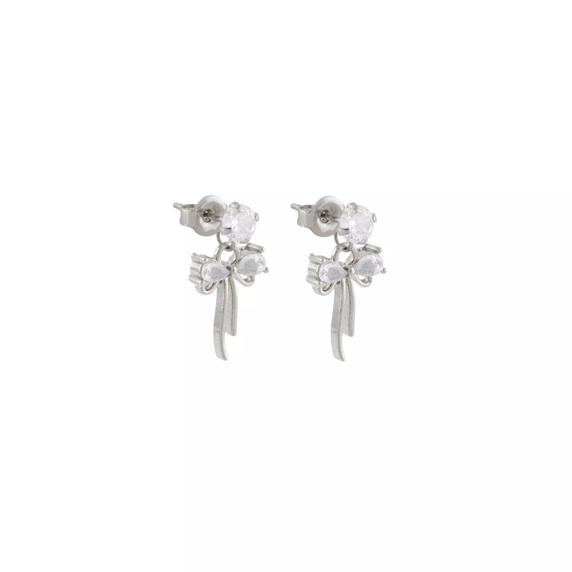 CZ Bow Titanium Dangle Stud Earrings - 20 Gauge at Spencer's