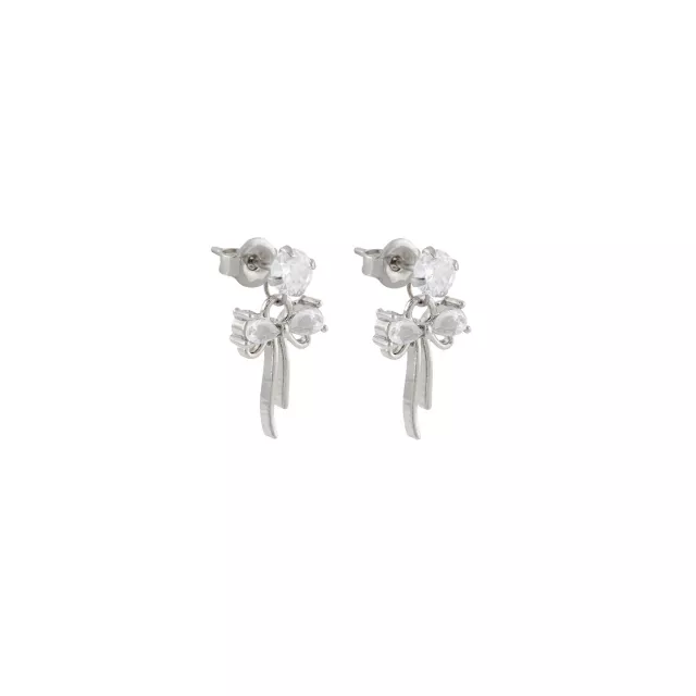 CZ Bow Titanium Dangle Stud Earrings - 20 Gauge at Spencer's