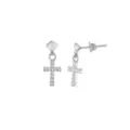 CZ Cross 14K White Gold-Plated Titanium Dangle Stud Earrings - 20 Gauge at Spencer's