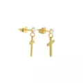 Round CZ Gold-Plated Cross Titanium Dangle Stud Earrings - 20 Gauge at Spencer's