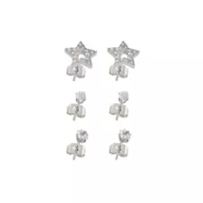 Multi-Pack CZ Silver-Tone Star Stud Earrings 3 Pack - 20 Gauge at Spencer's