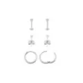 Multi-Pack Silver-Tone Clear CZ Stud and Hinged Hoop Earrings 3 Pairs - 18 Gauge at Spencer's