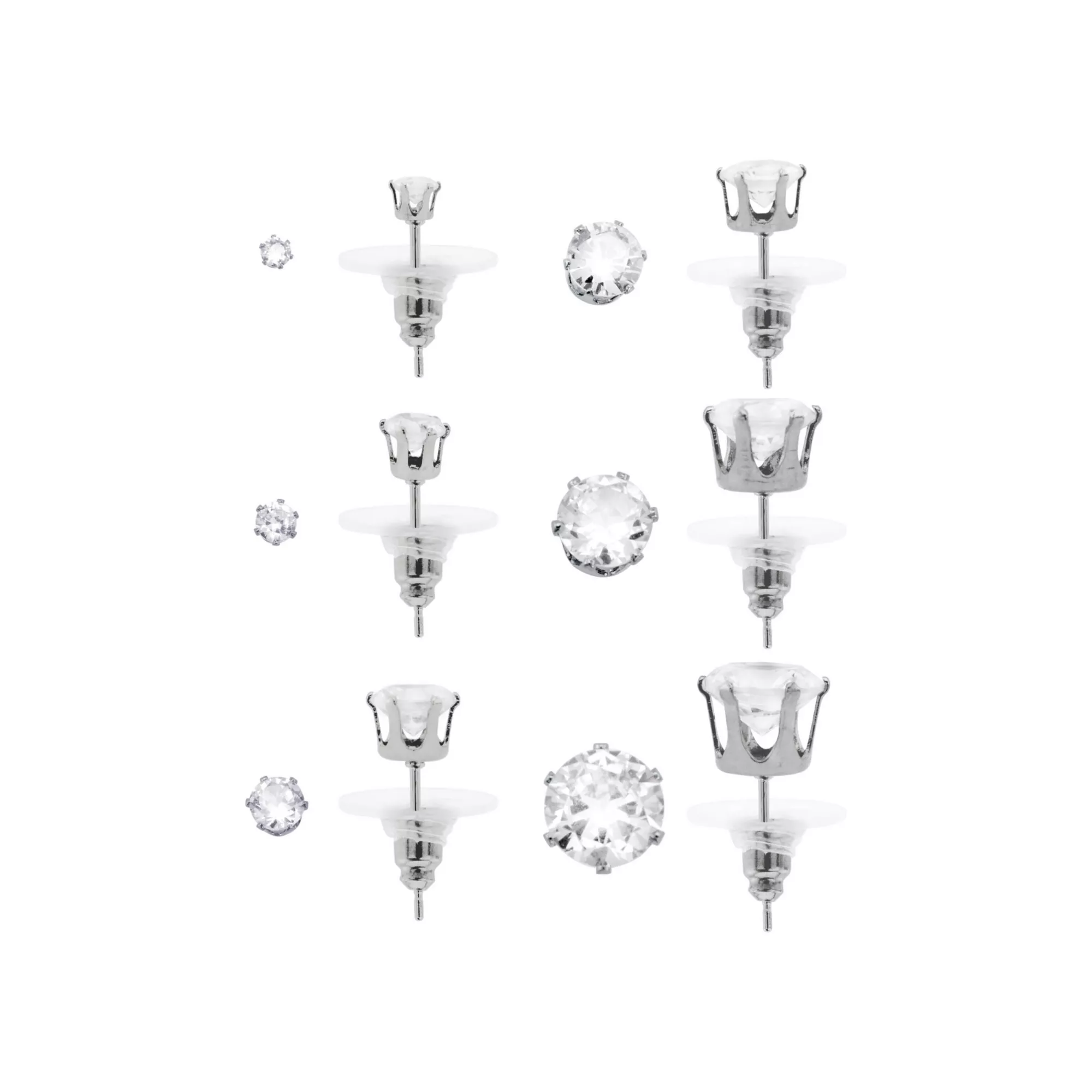 Multi-Pack Titanium CZ Hexagon Stud Earrings 6 Pairs - 20 Gauge at Spencer's
