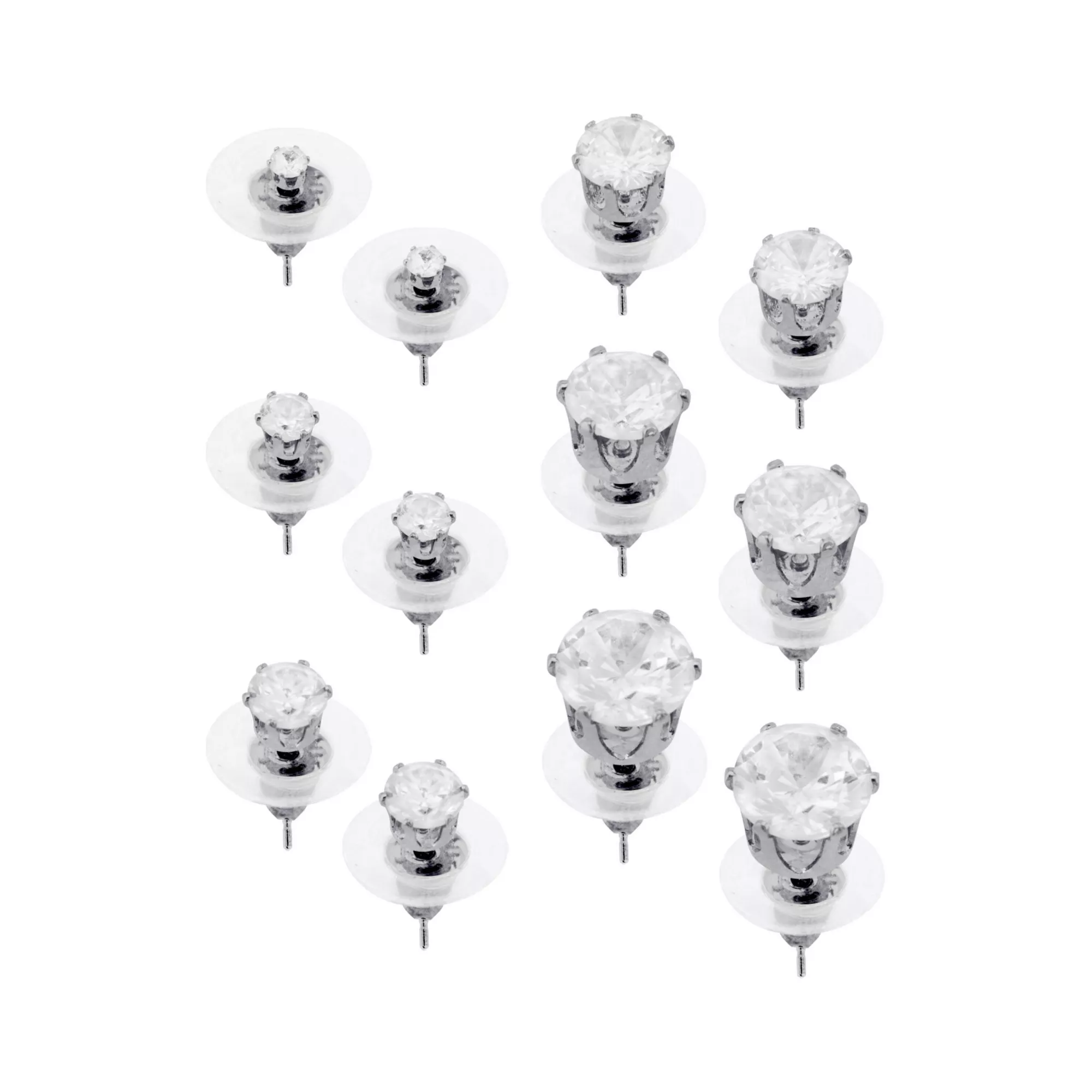 Multi-Pack Titanium CZ Hexagon Stud Earrings 6 Pairs - 20 Gauge at Spencer's