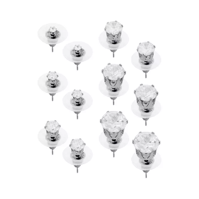 Multi-Pack Titanium CZ Hexagon Stud Earrings 6 Pairs - 20 Gauge at Spencer's