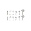Multi-Pack CZ Silver-Tone Celestial Assorted Labret Lips Rings 6 Pairs - 18 Gauge at Spencer's