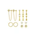 Multi-Pack Gold-Tone CZ Assorted Hoop and Stud Earrings 6 Pack - 18 Gauge at Spencer's