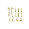 Multi-Pack Gold-Tone CZ Assorted Hoop and Stud Earrings 6 Pack - 18 Gauge at Spencer's