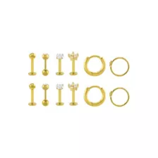 Multi-Pack Gold-Tone Daisy CZ Assorted Hoop and Stud Earrings 6 Pack - 18 Gauge at Spencer's