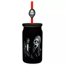 Ghost Face Rhinestone Glass Cup with Straw - 15 oz. at Spencer's