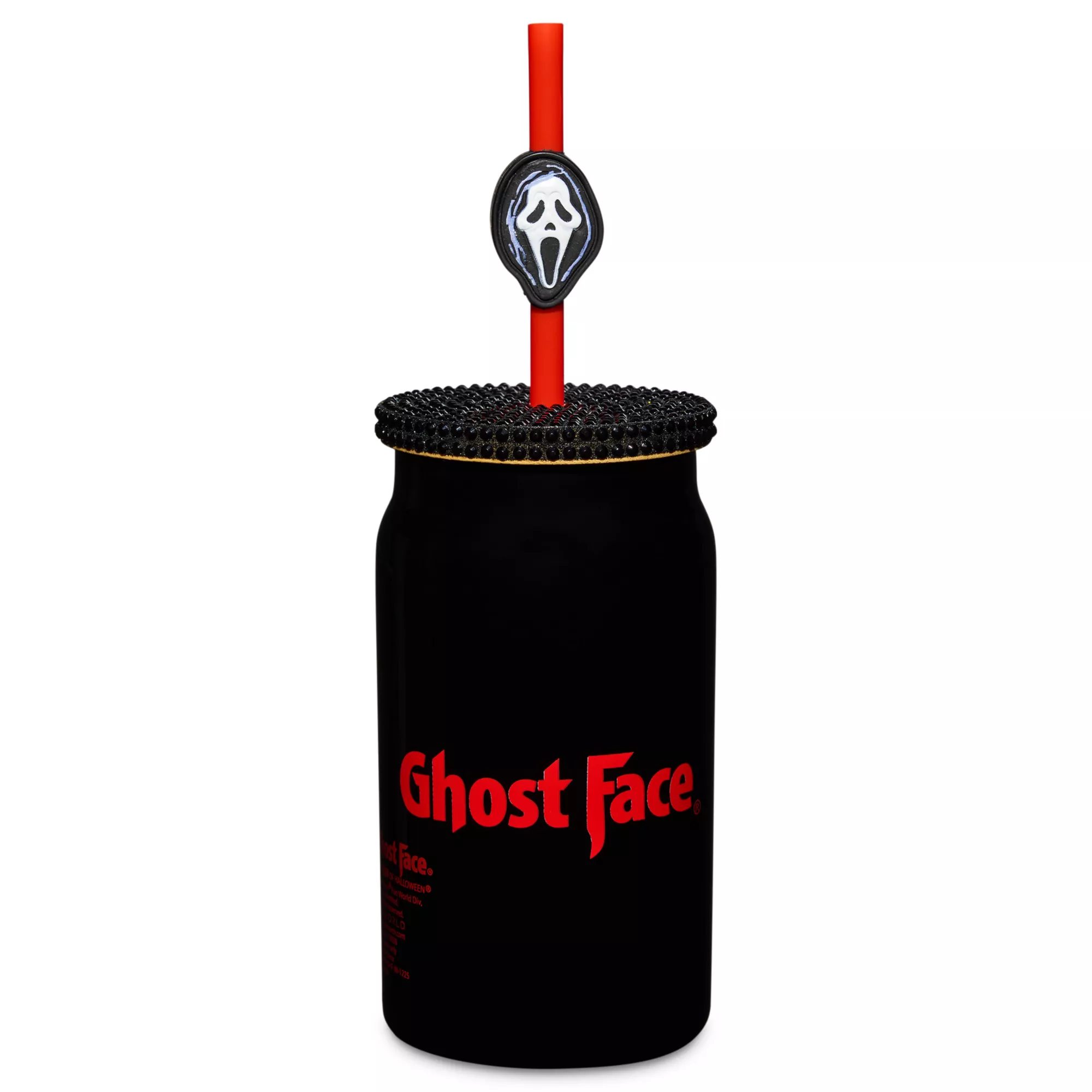 Ghost Face Rhinestone Glass Cup with Straw - 15 oz. at Spencer's