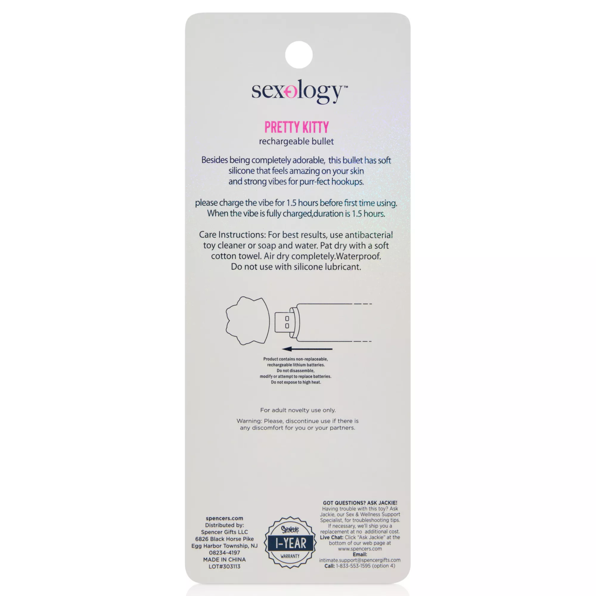 Sexology Pretty Kitty Rechargeable Bullet Vibrator at Spencer's