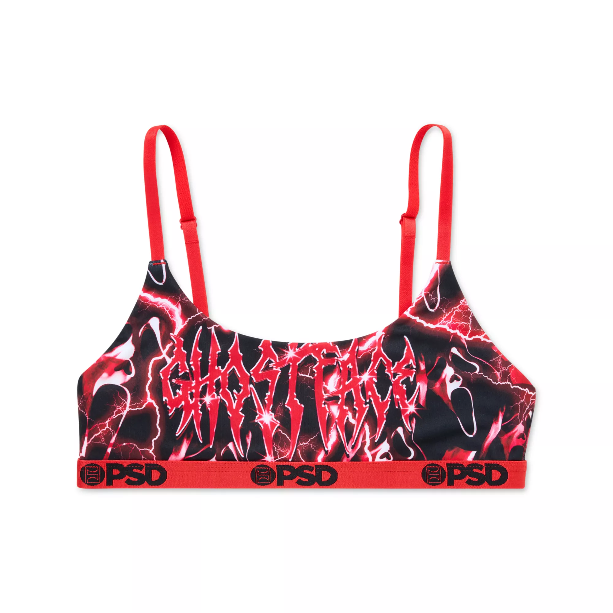 PSD Ghost Face Red Lightning Scoop Sports Bra at Spencer's