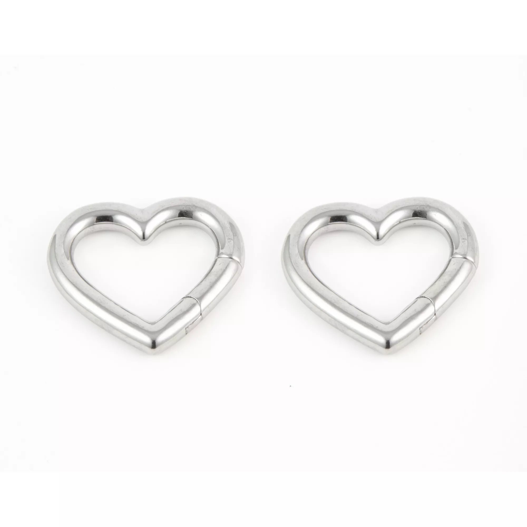 Heart Silver-Tone Hoop Ear Hangers