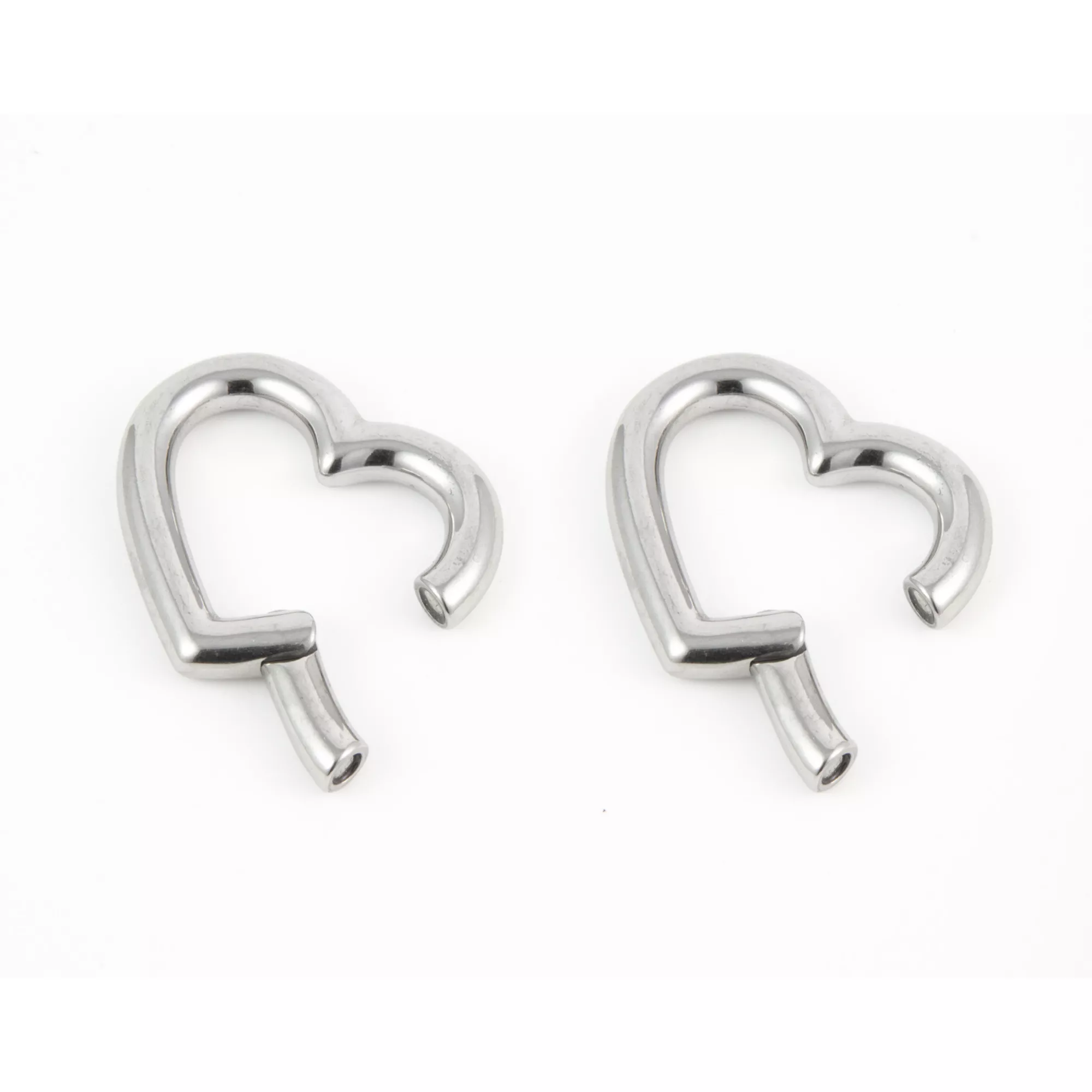 Heart Silver-Tone Hoop Ear Hangers