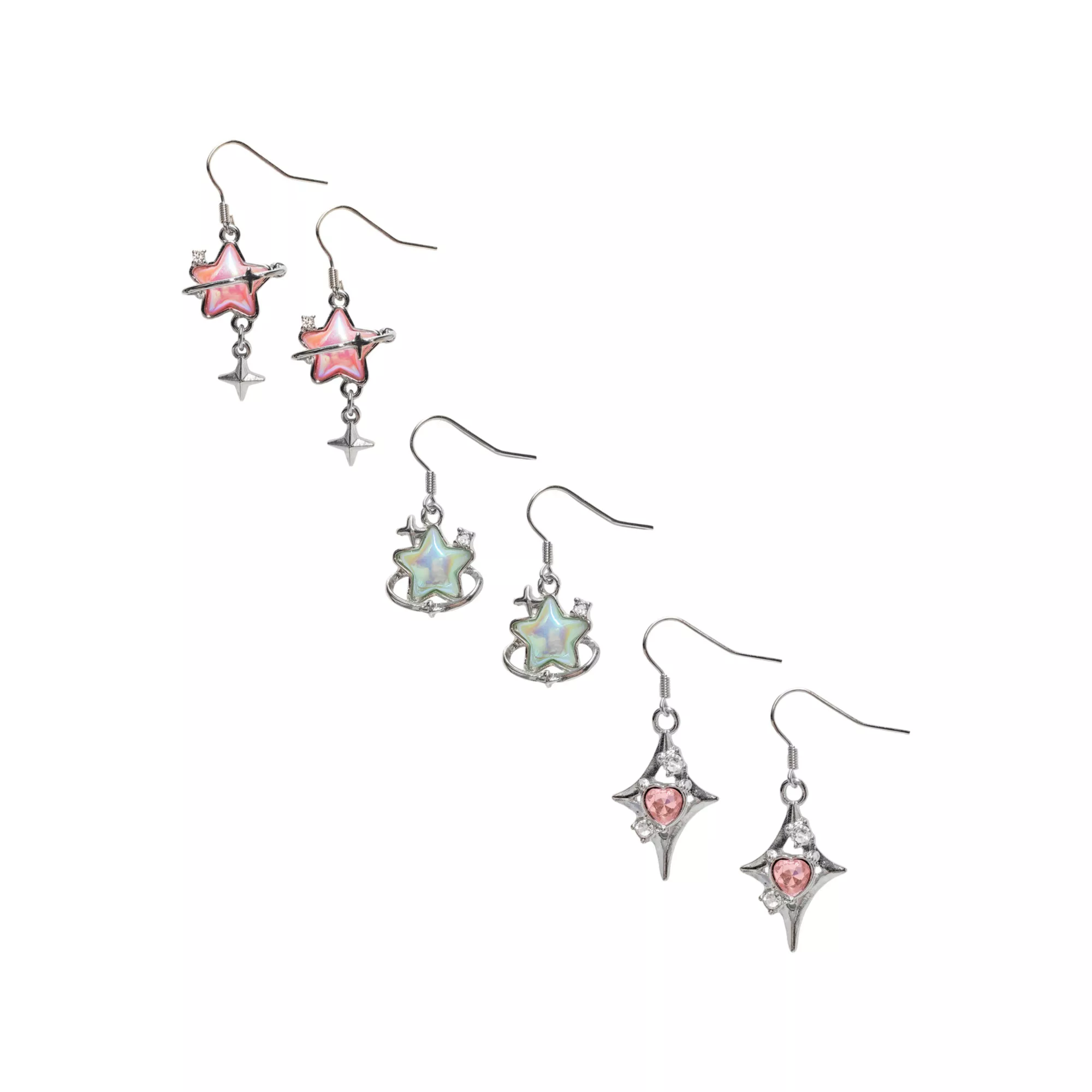 Multi-Pack Bubble Star Dangle Earrings 3 Pair - 18 Gauge at Spencer's
