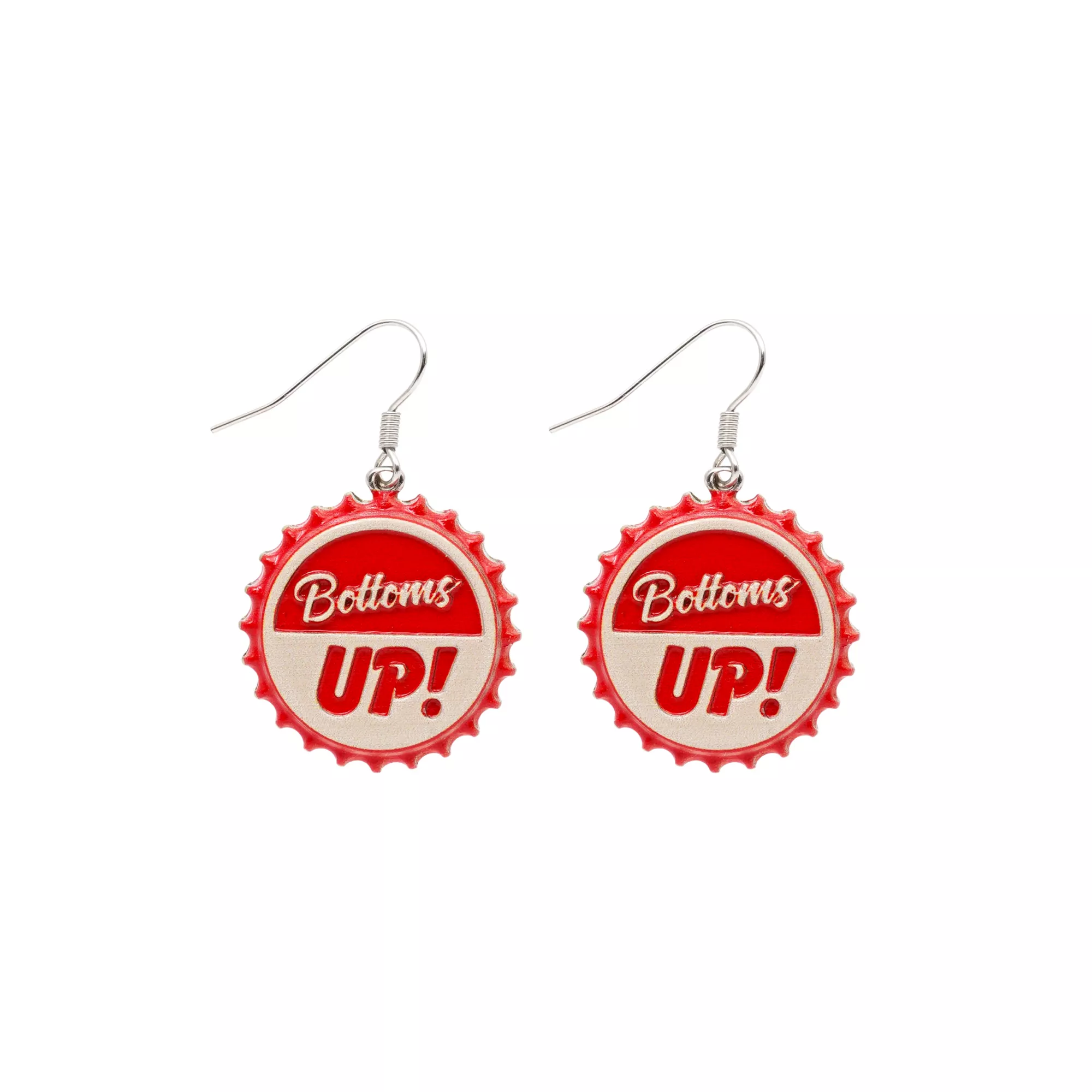 Bottoms Up Bottle Cap Dangle Earrings