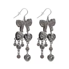 Pink Heart Bow Drop Dangle Earrings - 18 Gauge at Spencer's
