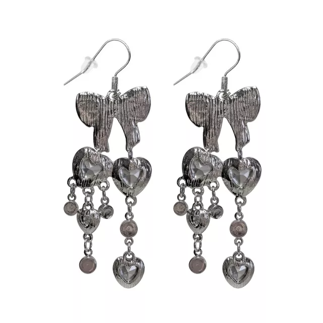 Pink Heart Bow Drop Dangle Earrings - 18 Gauge at Spencer's