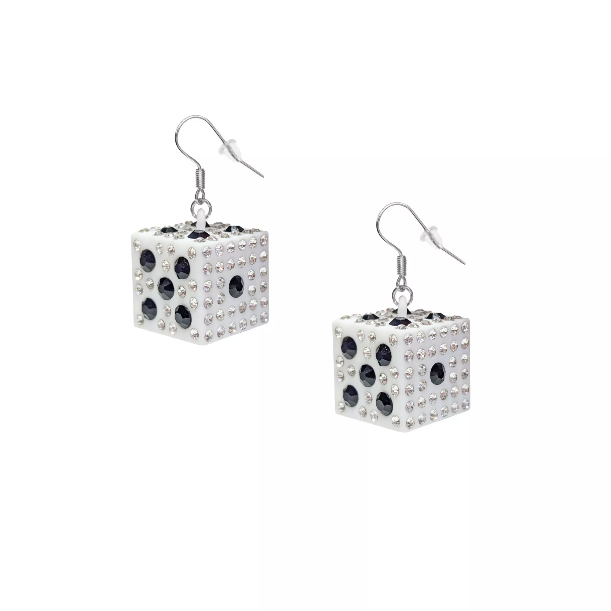 Bedazzled Dice Dangle Earrings