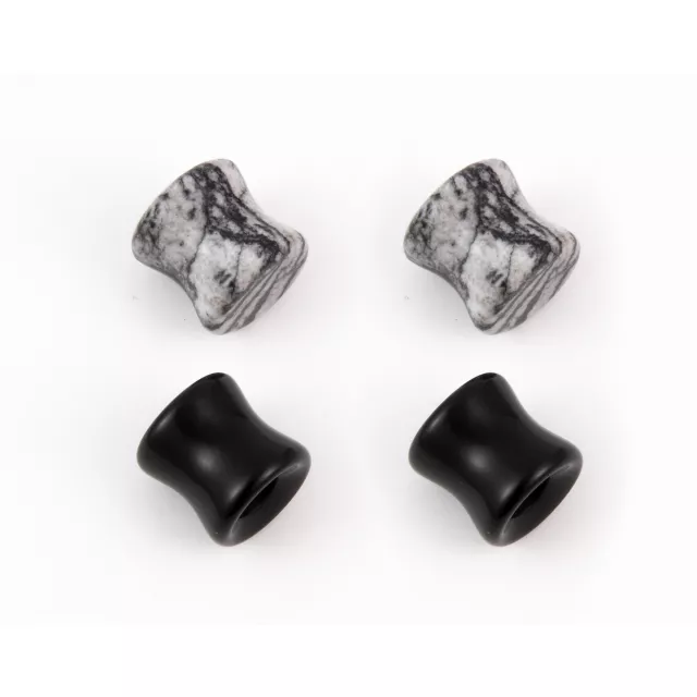 Multi-Pack Black Agate Stone Plugs and Tunnels - 2 Pair at Spencer's