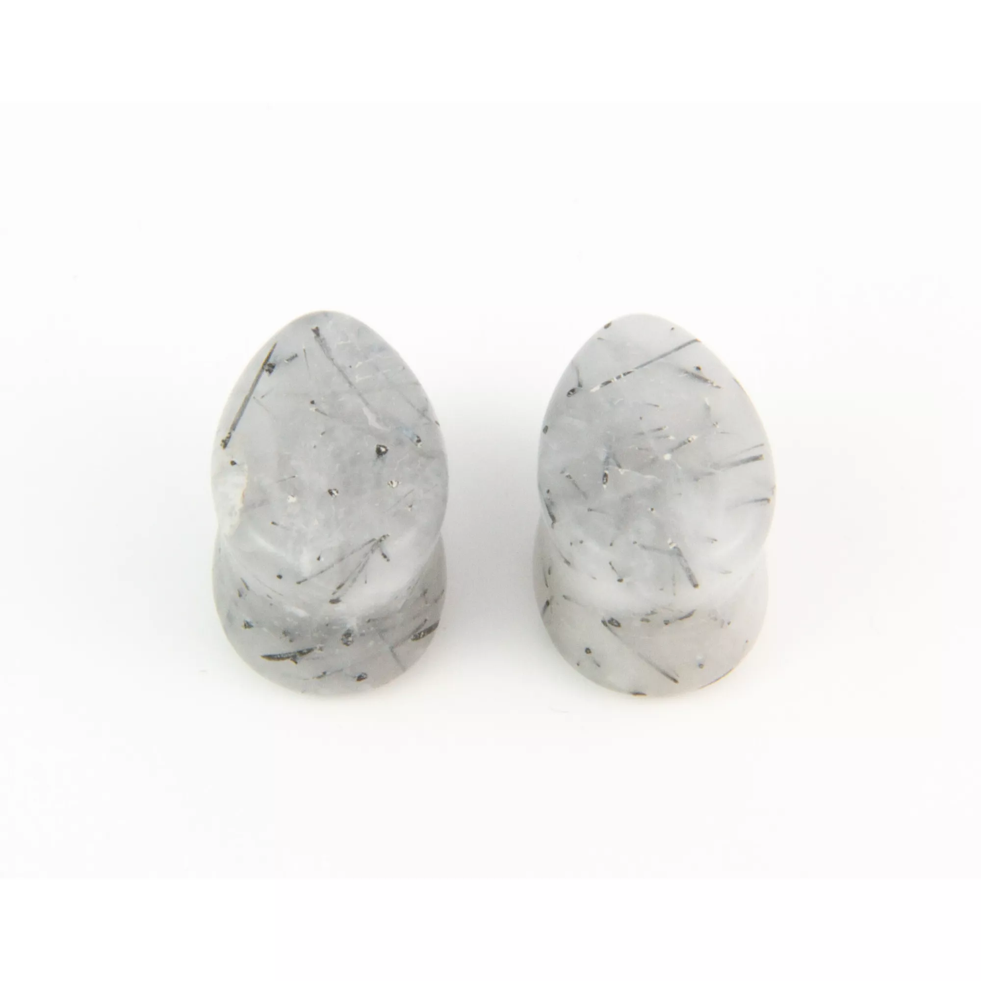 Teardrop Black Hair Quartz Stone Plugs