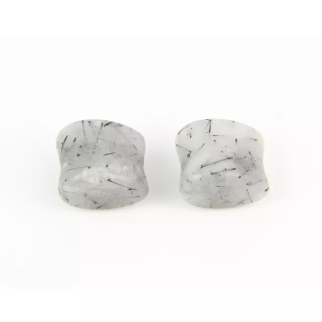 Teardrop Black Hair Quartz Stone Plugs at Spencer's