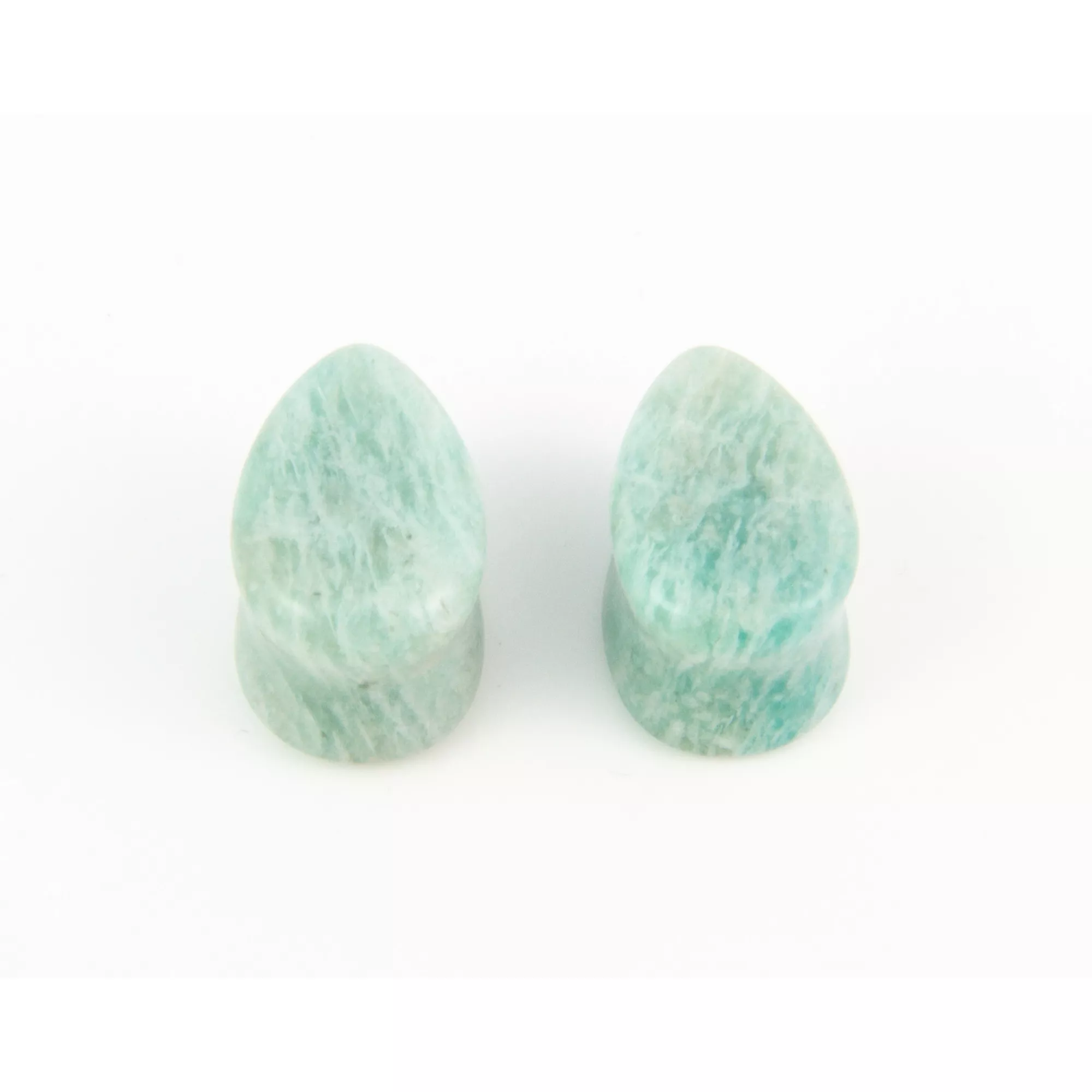 Teardrop Green Amazonite Stone Plugs