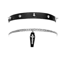 Multi-Pack Spiked Faux Leather and Coffin Chain Choker Necklaces - 2 Pack at Spencer's